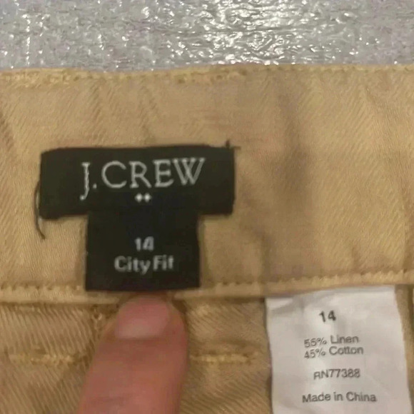 [US14] J.Crew WMN  City Fit Linen Blend Yellow Chino Pants - Picture 2 of 5